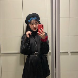 Silk black dress korea